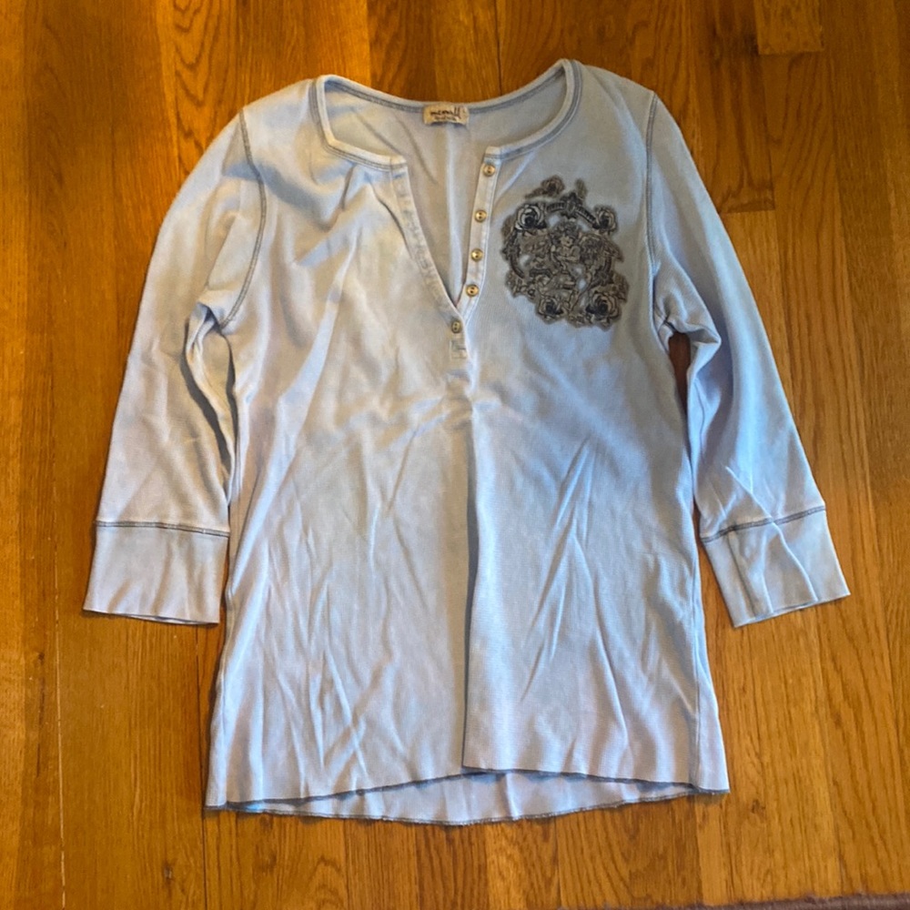 NWOT One world waffle Henley top
